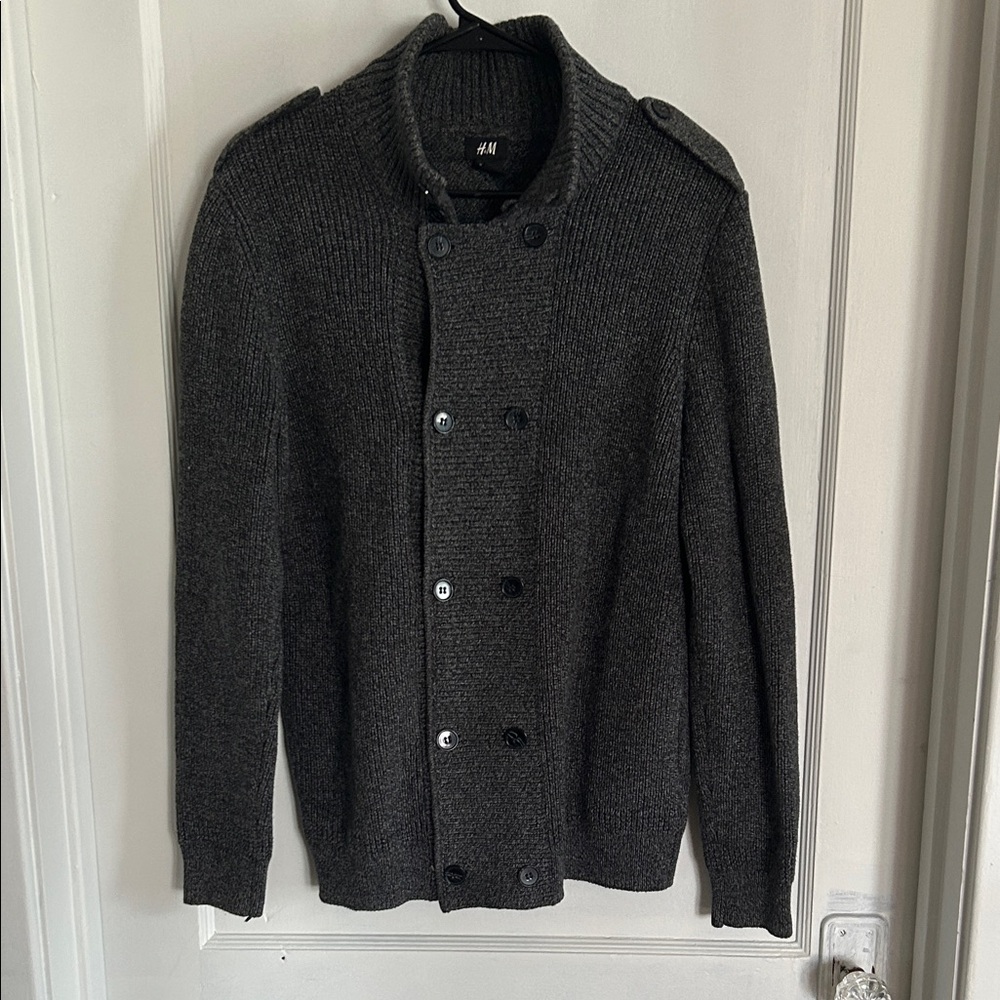 H&M Charcoal Double-Breasted Cardigan